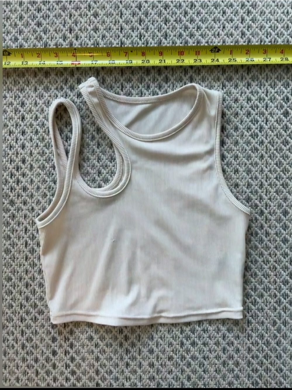 SHEIN cream/off white Asymmetrical Ribbed Crop Tank